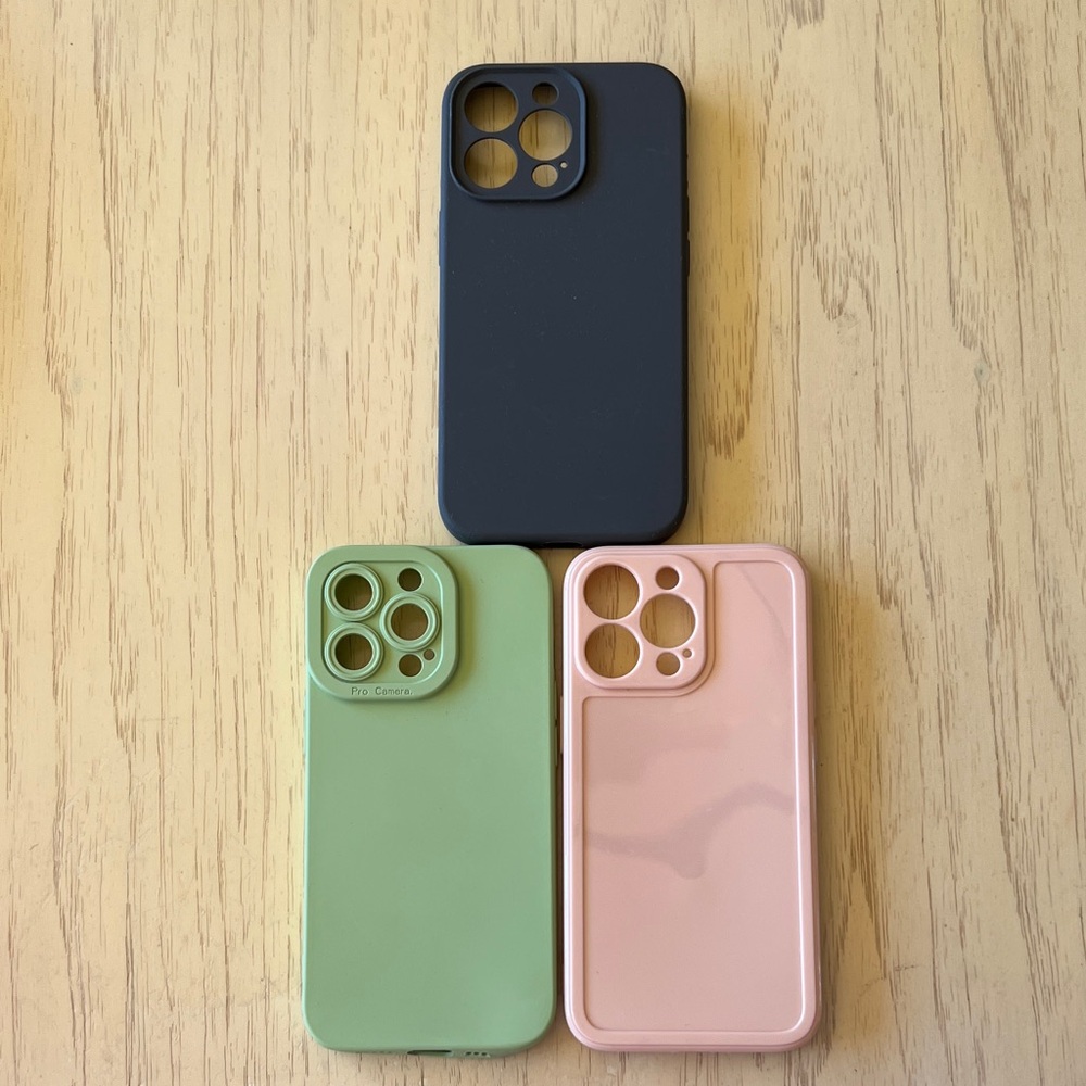 Stylish Phone Case Set - Black, Green, and Pink